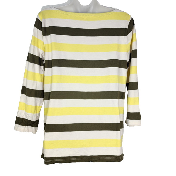 Talbots Tee Authentic Women Medium Carlotta Stripe Cotton Bateau 3/4 Sleeve Knit - Picture 2 of 9